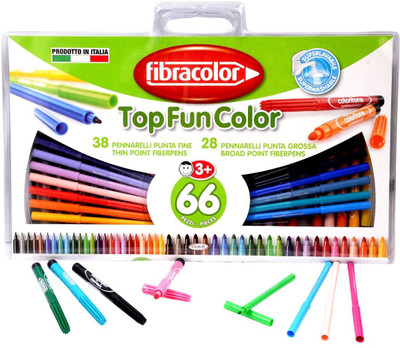 

Fibracolor Top Fun Color Superfine Nib Sketch Pens with Washable Ink(Set of 1, Multicolor)