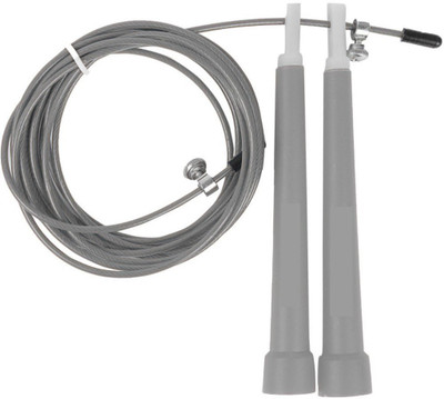

The SweatShop Adjustable Metallic Grey Steel SkipRope Speed Skipping Rope(Silver, Grey, Length: 300 cm), Grey;silver