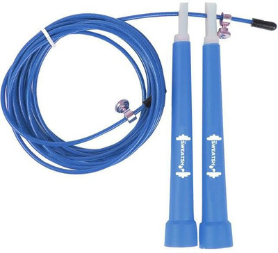 

The SweatShop Adjustable Length, 3m Coated Steel Cable Speed Skipping Rope(Blue, Length: 300 cm)