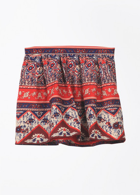 Cherokee Printed Girls Pleated White, Dark Blue, Red Skirt