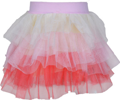 

Lil Orchids Self Design Girls Gathered Red Skirt