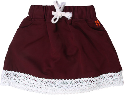 

Magneto Solid Girls A-line Maroon Skirt