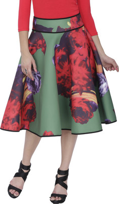 

Svt Ada Collections Floral Print Women's Regular Green Skirt