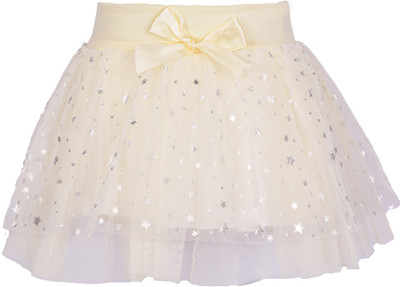 

Lil Orchids Printed Girls Gathered White Skirt