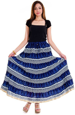 

Halowishes Printed Women's Wrap Around Blue Skirt
