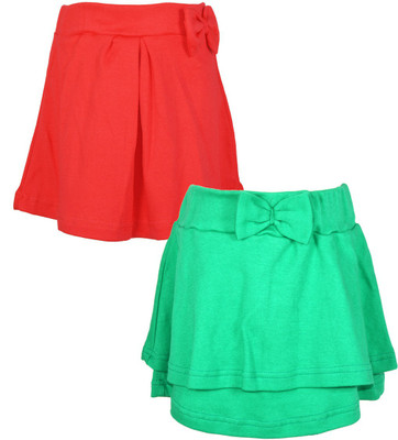 LIL ORCHIDS Embellished Girls Regular Green, Pink Skirt
