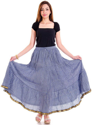 

Halowishes Printed Women's Wrap Around Blue Skirt