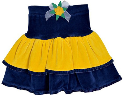 Lil Orchids Solid Girls Tiered Blue Skirt at flipkart