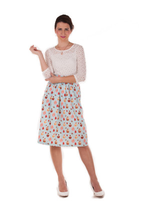 Band Box Graphic Print Women Regular Green Skirt at flipkart