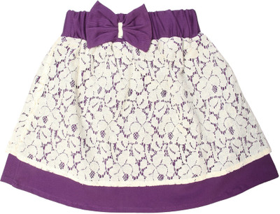 

Magneto Self Design Girls A-line Purple, White Skirt