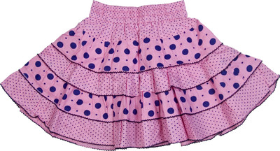 

Retaaz Polka Print Girls Tiered Pink, Blue Skirt
