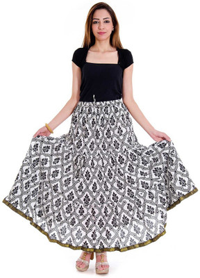 

Halowishes Printed Women's Wrap Around White, Black Skirt, Black;white