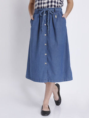 

Only Solid Women's A-line Blue Skirt, Chambray blue