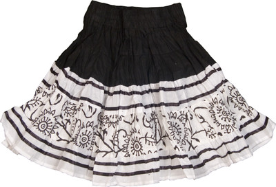 

Retaaz Self Design Girls Broomstick Black, White Skirt