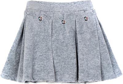 

Lil Orchids Solid Girls Pleated Grey Skirt