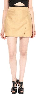 

Miss Chase Solid Women's Wrap Around Beige Skirt