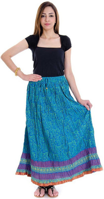 

Halowishes Floral Print Women's Regular Multicolor Skirt, Light blue