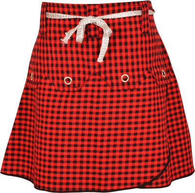 

Gkidz Checkered Girls A-line Red Skirt