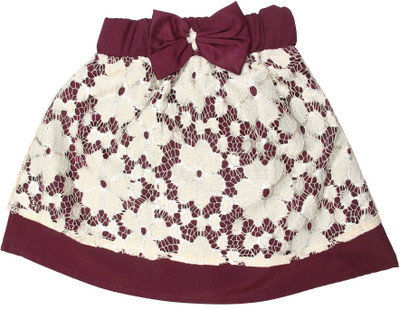 

Magneto Self Design Girls A-line Maroon, White Skirt