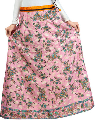 Admyrin Self Design Women Wrap Around Pink Skirt at flipkart