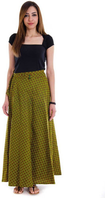 

Halowishes Printed Women's Wrap Around Green, Yellow Skirt