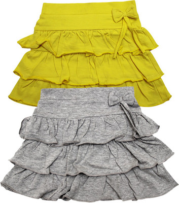 

Jus Cubs Solid Baby Girls Tiered Multicolor Skirt, Grey melange;yellow