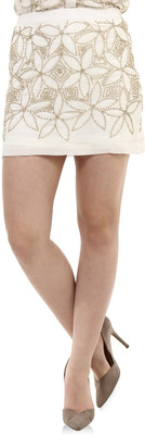 Oxolloxo Solid Women Pencil White Skirt at flipkart