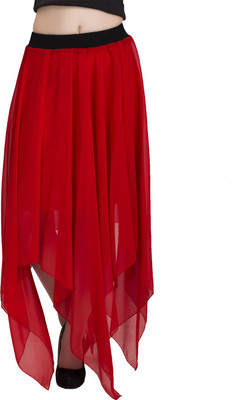 

Ishin Solid Women's Regular Red Skirt