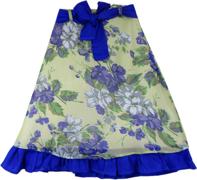 

SSMITN Printed Girls A-line Blue, Beige Skirt