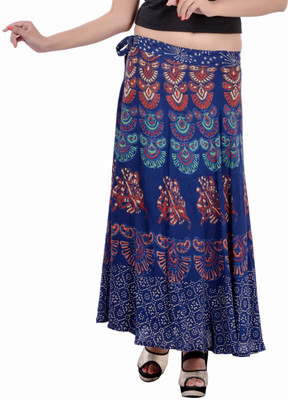 

Indi Bargain Printed Women's Wrap Around Dark Blue Skirt