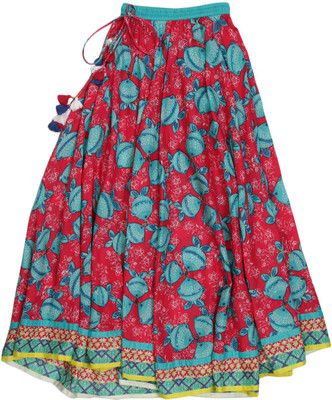

BIBA girls Printed Girls A-line Blue, Red Skirt, Red .blue