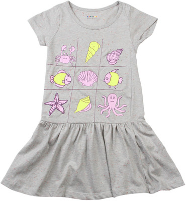 

People Girls Midi/Knee Length Casual Dress(Grey, Half Sleeve