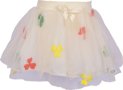 

Lil Orchids Embellished Girls A-line White Skirt