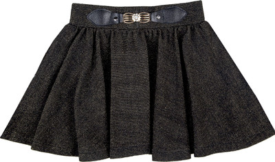 

Hunny Bunny Solid Girls Gathered Black Skirt, Golden black