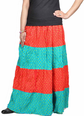 

Kasturi-B Swadeshi Karigari Woven Girls Gathered Orange, Green Skirt, Green;orange