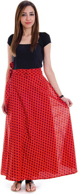 

Halowishes Printed Women's Wrap Around Maroon, Black Skirt, Marron