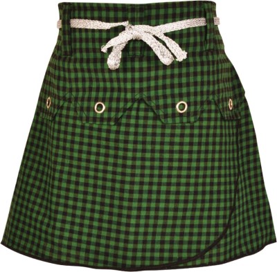 

Gkidz Checkered Girls A-line Green Skirt