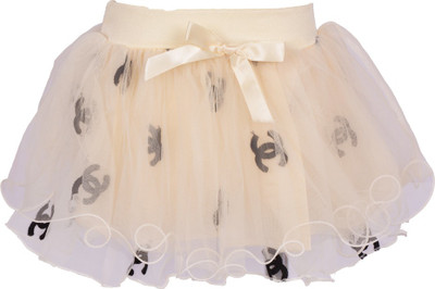 

Lil Orchids Floral Print Girls Gathered White Skirt