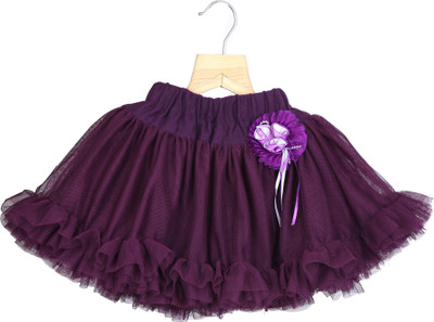

Little Leaf Self Design Girls Gathered Purple Skirt