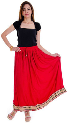 

Halowishes Printed Women's Wrap Around Red Skirt