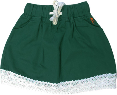 

Magneto Solid Girls A-line Green Skirt