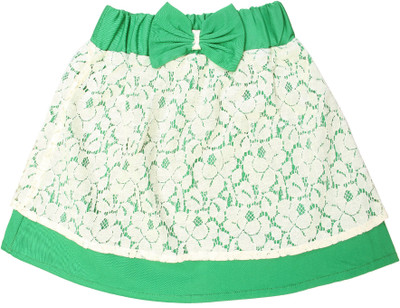 

Magneto Self Design Girls A-line Green, White Skirt