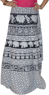 Marusthali Printed Women's Wrap Around White Skirt