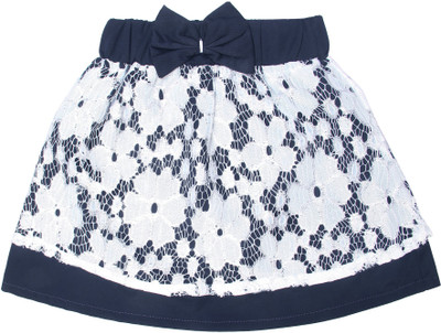 

Magneto Self Design Girls A-line Blue, White Skirt, Dark indigo