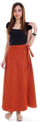 

Halowishes Printed Women's Wrap Around Maroon Skirt, Maroon-black