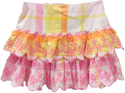 

Beebay Checkered Girls Gathered Yellow Skirt, Yellow check