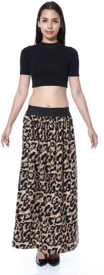 

V3iShop Animal Print Women's A-line Brown, Black Skirt, Black;brown
