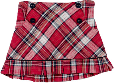 

Beebay Checkered Girls A-line Red, White Skirt, Red check