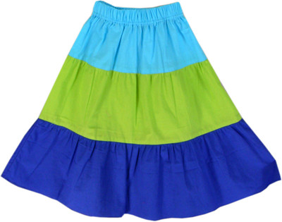 

SSMITN Solid Girls Tiered Multicolor Skirt, Blue