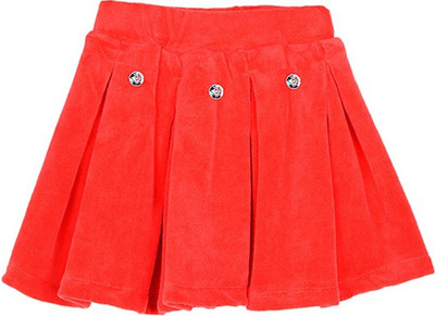 

Lil Orchids Solid Girls Pleated Red Skirt